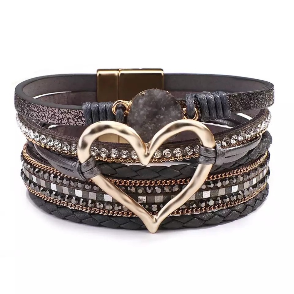 2/$12 Black leather fashion bracelet